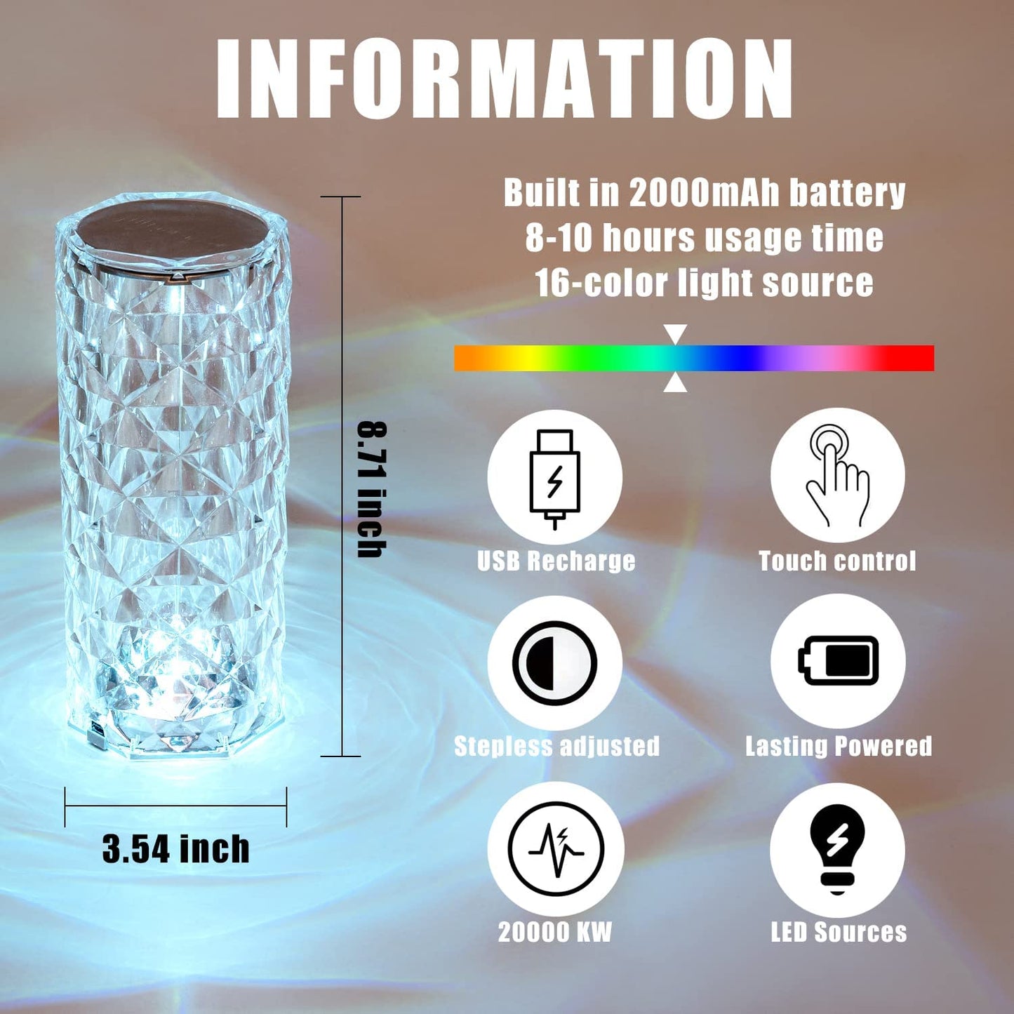 Crystal Touch Lamp - Elegant LED Lighting with Touch Control - Luxemir Store