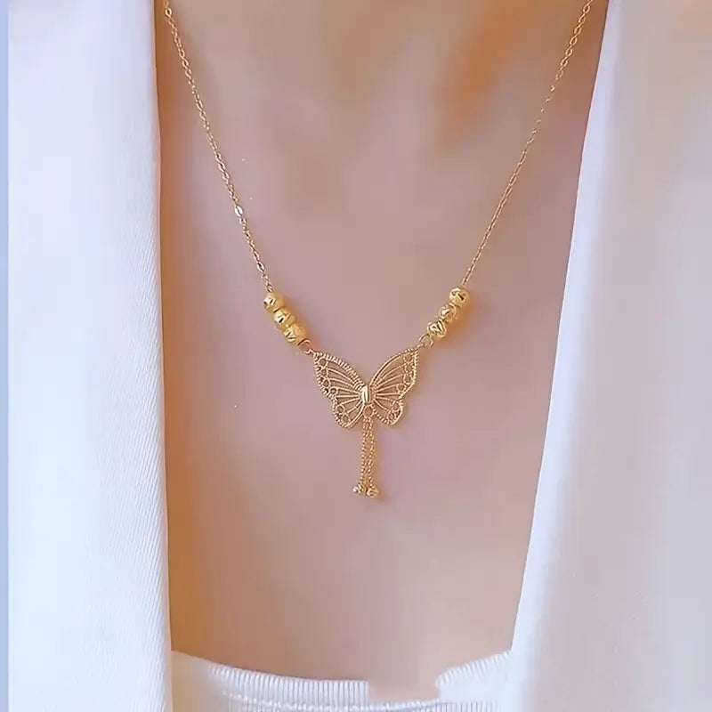 Delicate Wings Necklace - Gold Plated Elegance - Luxemir Store