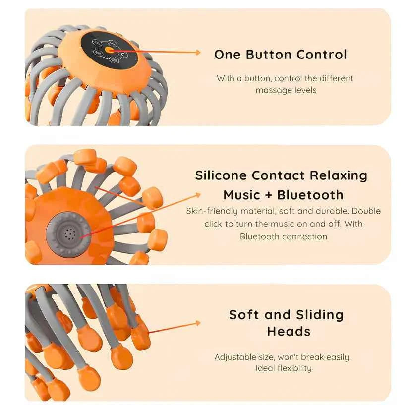 Head Massager Migraine Relief – Wireless Smart Octopus Device - Luxemir Store