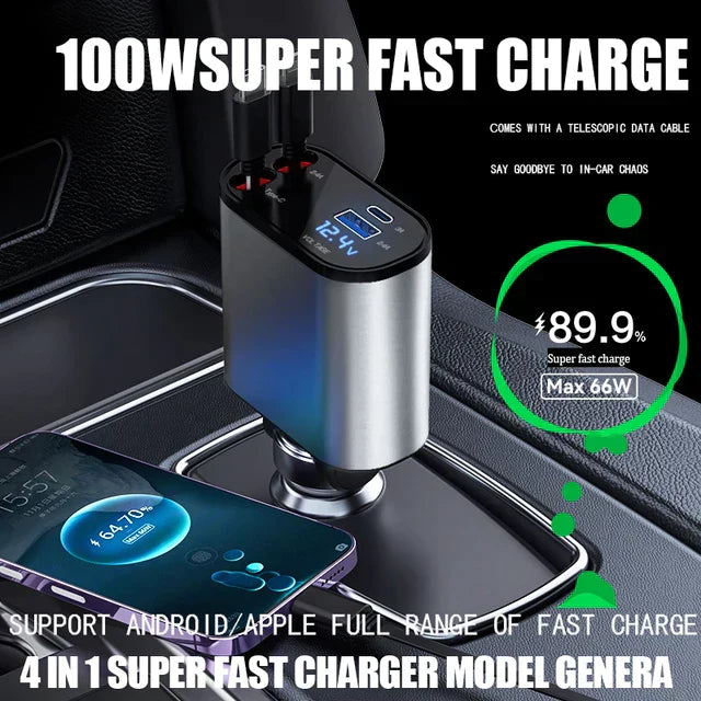 Retractable Car Charger for Quick Device Charging - Luxemir Store