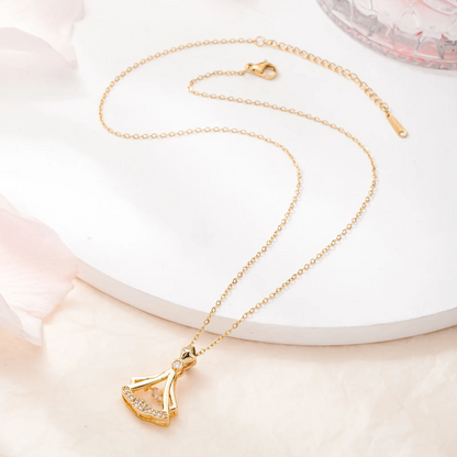 24K Gold Plated Fan Necklace Jewelry for Elegant Style - Luxemir Store