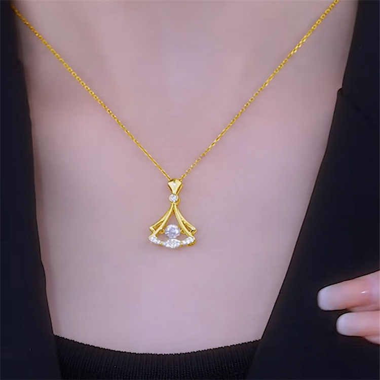 24K Gold Plated Fan Necklace Jewelry for Elegant Style - Luxemir Store