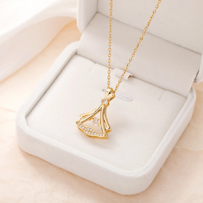 24K Gold Plated Fan Necklace Jewelry for Elegant Style - Luxemir Store