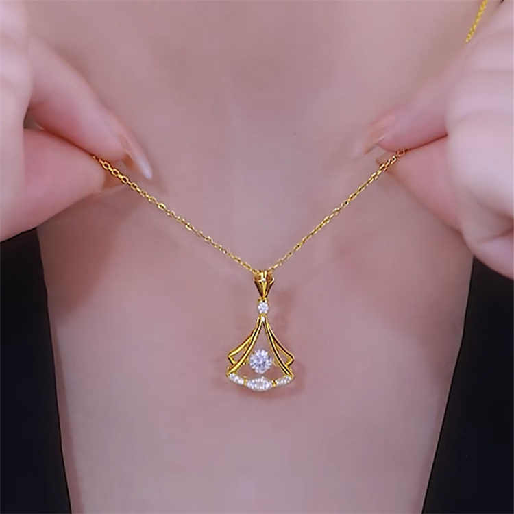 24K Gold Plated Fan Necklace Jewelry for Elegant Style - Luxemir Store