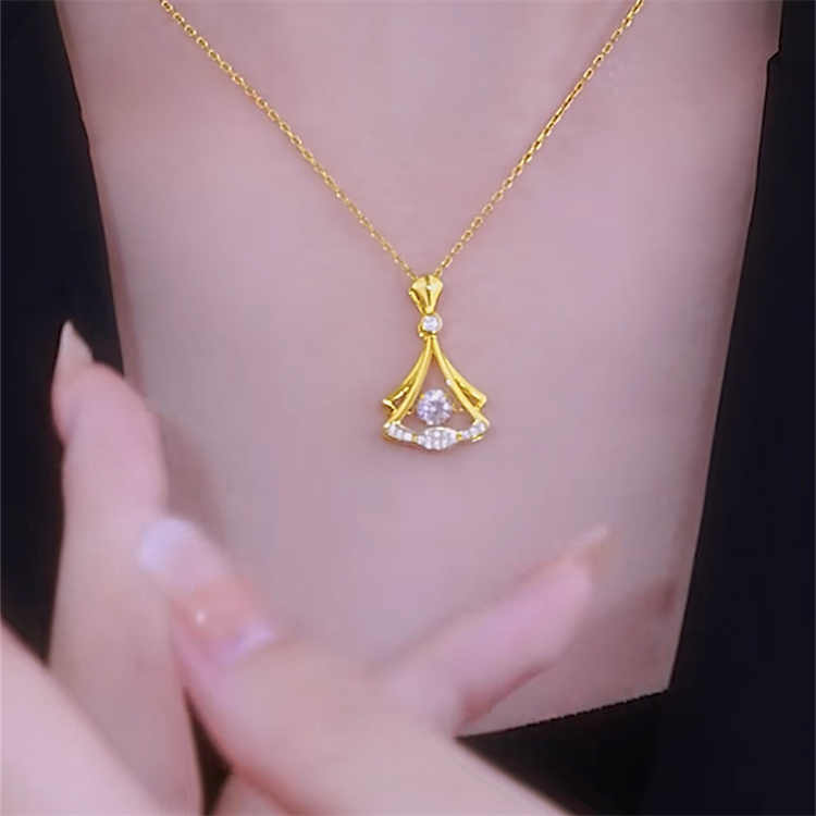 24K Gold Plated Fan Necklace Jewelry for Elegant Style - Luxemir Store