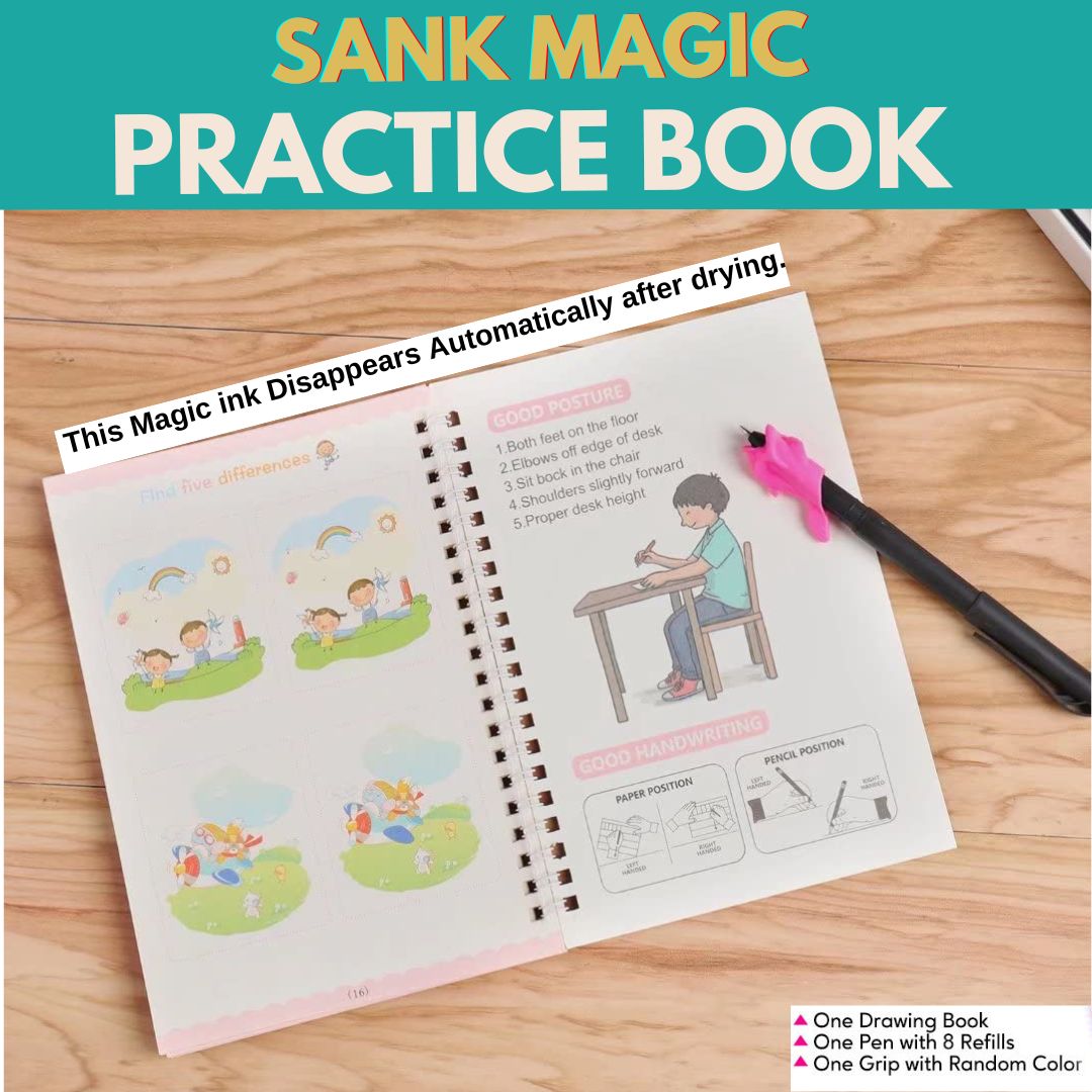 Kids Magic Practice Copybook Set Learn Faster with Sank Magic Book - Luxemir Store