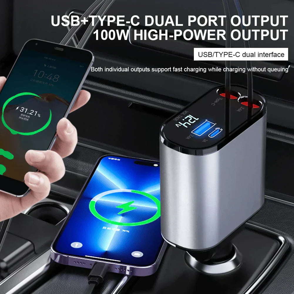 Retractable Car Charger for Quick Device Charging - Luxemir Store
