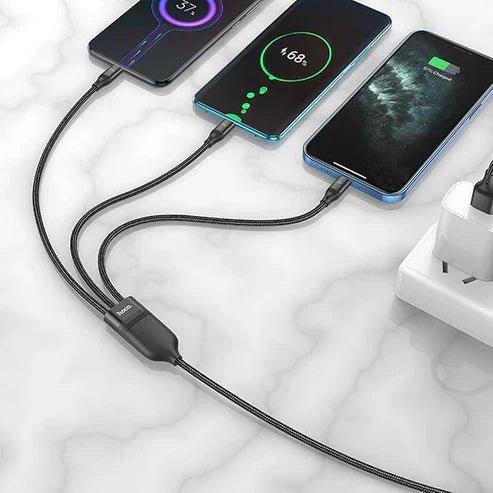 Hoco 3-in-1 USB Charging Cable U104 for All Devices - Versatile Charger - Luxemir Store