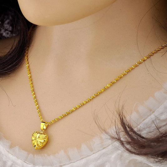 Gold Heart Necklace with Aura Finish Elegant and Charming - Luxemir Store