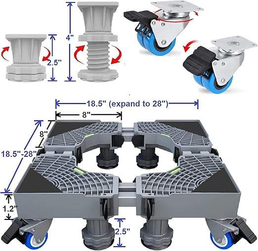 Adjustable Washing Machine Stand Sturdy Mobile Base with Wheels - Luxemir Store