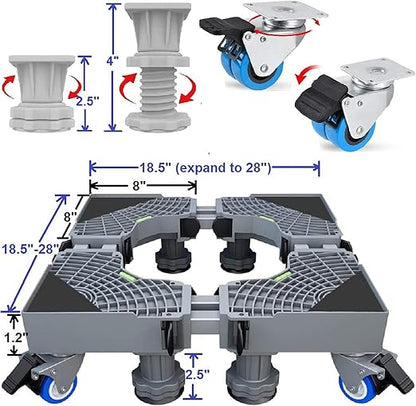 Adjustable Washing Machine Stand Sturdy Mobile Base with Wheels - Luxemir Store