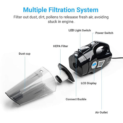 4-in-1 Car Tire Inflator Vacuum Cleaner - Luxemir Store