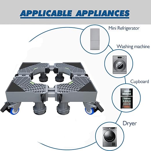 Adjustable Washing Machine Stand Sturdy Mobile Base with Wheels - Luxemir Store