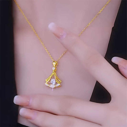 24K Gold Plated Fan Necklace Jewelry for Elegant Style - Luxemir Store