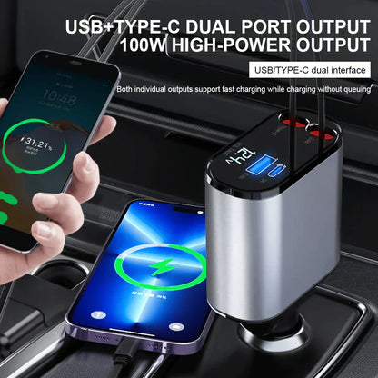 Retractable Car Charger for Quick Device Charging - Luxemir Store