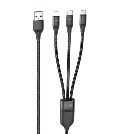Hoco 3-in-1 USB Charging Cable U104 for All Devices - Versatile Charger - Luxemir Store