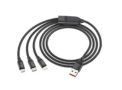 Hoco 3-in-1 USB Charging Cable U104 for All Devices - Versatile Charger - Luxemir Store
