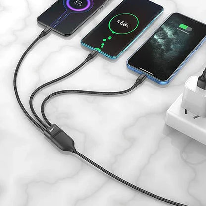 Hoco 3-in-1 USB Charging Cable U104 for All Devices - Versatile Charger - Luxemir Store